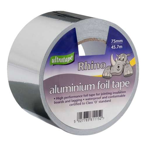 Ultratape Rhino Aluminium Silver Grey Foil Tape-75mm X 45.7m_base