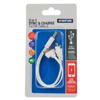 STATUS MLCC 14cm 3 in 1 USB Sync Data Transfer & Charge Cable - Multi Purpose Phone Charger Lead_base