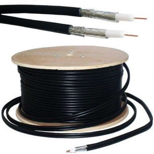RG6 Twin Satellite Cable - Black, 1m_base