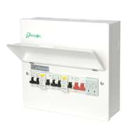 DANSON 4 WAYS HI INT METAL CONSUMER UNIT SUPPLIED WITH SPD, 100A MAIN SWITCH, 2 X 80A 30 mA + 4 MCB