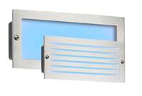 230V IP54 5W Blue LED Recessed Brick Light - Brushed Steel Fascia_base