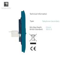 Trendi Switch ART-TLP+PCOB 2 Gang RJ45 Cat 5e PC Ethernet & Telephone Slave Sockets, Ocean Blue