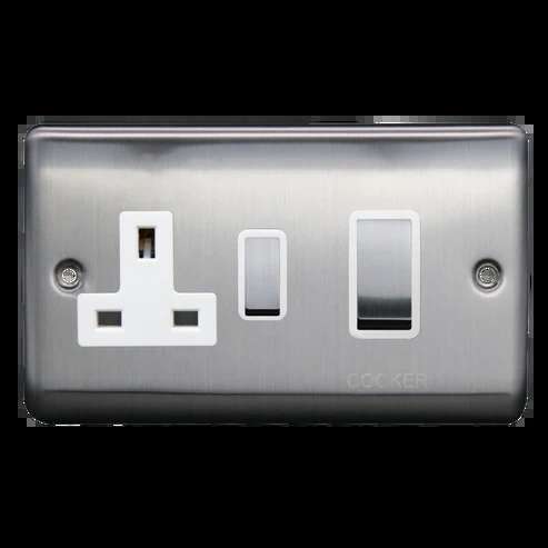 45A Cooker Control Unit Brushed Chrome, White insert