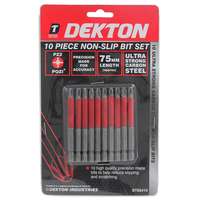 Dekton DT65414 10 Piece 75mm Non-Slip Pozi* PZ2 Power Drill Screwdriver Bit Set_base