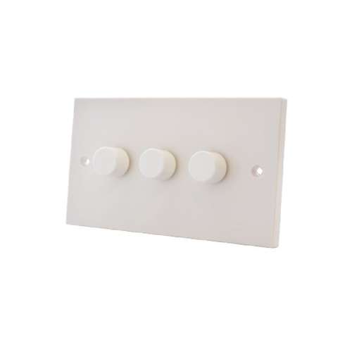 Thrion DIMSL3G Push on /off Triple gang 400W Dimmer Switch White_base