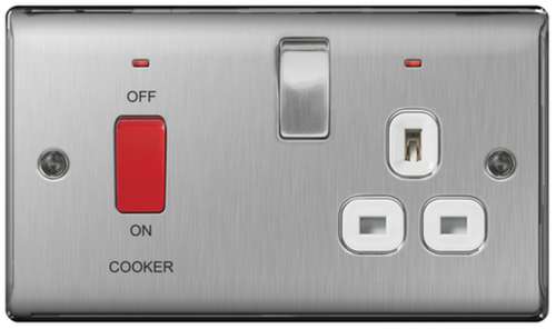 BG NBS70W 45A Cooker Control Unit With 13a Switched Socket & Neon-Brushed Steel_base