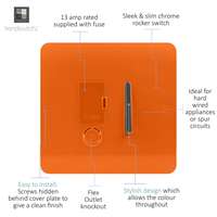Trendi Switch ART-FSMBK 13 Amp Fused Spur with Flex Outlet, Orange