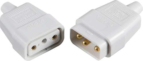 10 Amp 3 Pin Flex Connector White (Plug & Skt)_base