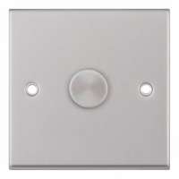 Selectric 1 Gang 2 Way 1000W Dimmers Push On / Off  in Satin Chrome with White Insert, 7MPRO, 7MPRO-112_base