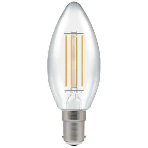 Crompton CRCAN5SBCWW 5W LED Filament Candle Lamp Clear Dimmable 2700K SBC-B15D_base