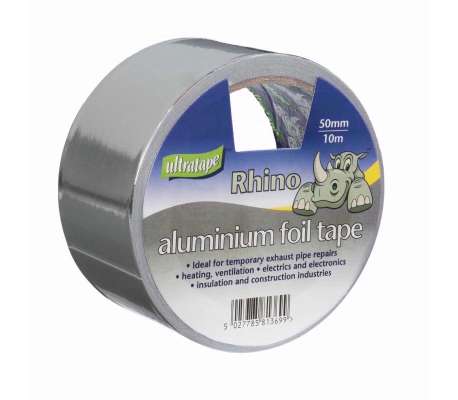 Ultratape Rhino Aluminium Silver Grey Foil Tape-50mm X 10m_base