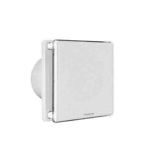 Airmaster RFP4TGL White Glass Wall Extractor Fan with Adjustable Electronic Timer 4"_base