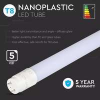 V-TAC VT656 LED T8 Nano Plastic Tube Light Non-Rotatable Samsung Chip 3000K 22W_base