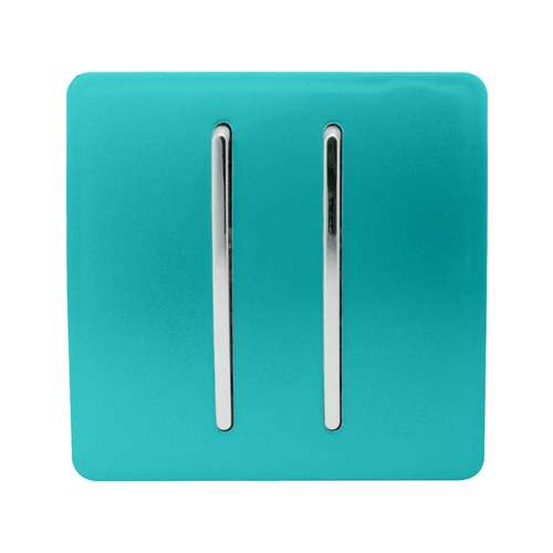 Trendi Switch ART-SSR2BT 2 Gang Retractive Home Automation Switch, Bright Teal
