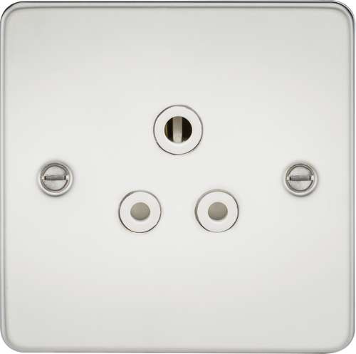 Knightsbridge FP5APCW Flat Plate 5A unswitched socket - polished chrome with white insert