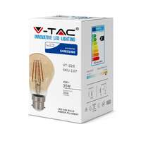 V-TAC VT107 Vintage LED Filament Bulb-Amber Glass A60 Samsung Chip 2200K B22 4W_base