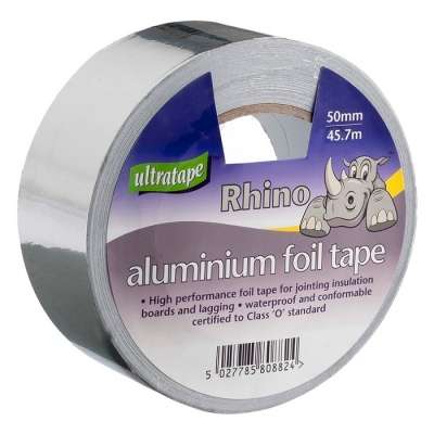 Ultratape Rhino Aluminium Silver Grey Foil Tape-50mm X 45.7m_base