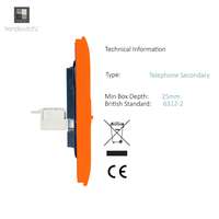 Trendi Switch ART-TLP+PCOR 2 Gang RJ45 Cat 5e PC Ethernet & Telephone Slave Sockets, Orange