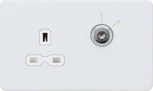 Knightsbridge SFR9LOCKMW 13A 1G DP Lockable socket - Matt White with white insert