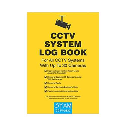 SYAM CCTV/LB30 CCTV Log Book With Incident Log And Service Record A4 Format_base