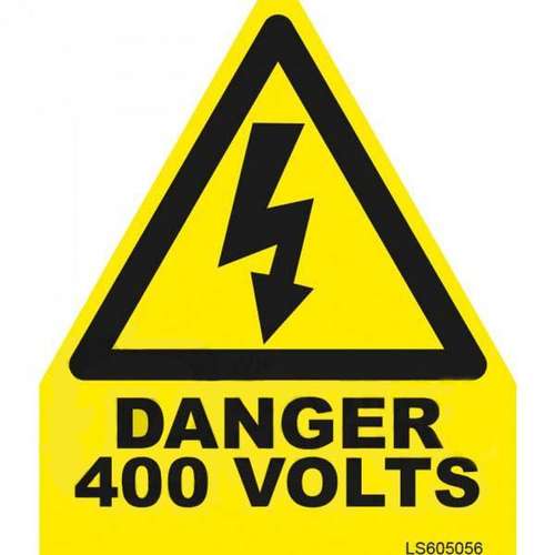 HISPEC LS605056 Danger 400 Volts Triangle Do Not Remove Safety Label_base