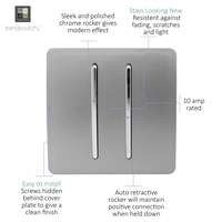 Trendi Switch ART-2DBLG 2 Gang Retractive Doorbell Switch, Light Grey