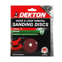 Dekton DT80706 5 Piece Hook & Loop Orbital Sanding Disc Medium Coarse 80 Grit_base