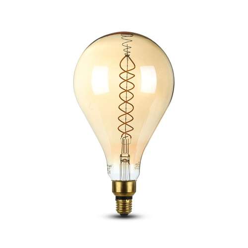 V-TAC VT7461 LED Globe Filament Bulb E27 A165 Amber glass Dimmable 2000K 8W_base