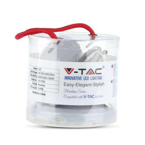 V-TAC VT3808 High Frequency Porcelain Lamp E27 Holder Grey (VT-7998)_base