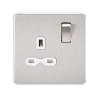 Knightsbridge SF7000BCW Screwless 13A 1G Dp Switched Socket-Brushed Chrome with White Insert