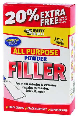 Everbuild All Purpose Powder Filler - 1.5KG White, FILL15_base