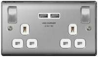 BG NBS22U3W Nexus Metal Brushed Steel 2G Double Switched Socket with 2x USB Charging (3.1A)_base