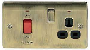BG NAB70B 45A Cooker Control Unit 13a Switched Socket & Neon Antique Brash_base