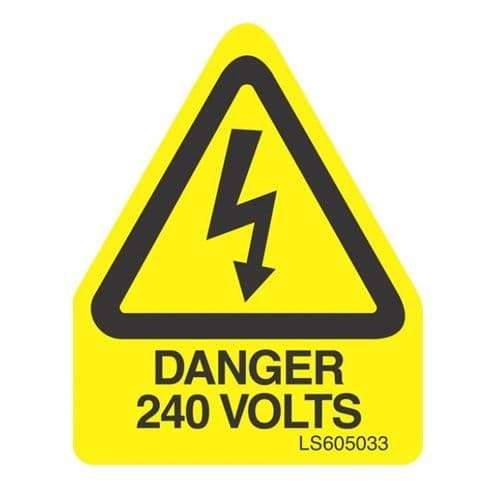 HISPEC LS605033 Danger 240 Volts Triangle Do Not Remove Safety Label_base