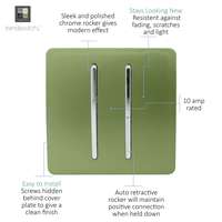 Trendi Switch ART-SSR2MG 2 Gang Retractive Home Automation Switch, Moss Green