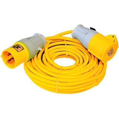 WCR14110 110V Electrical Extension 16 Amp Lead With Single Socket 14m Yellow_base