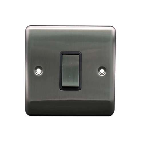 10A Retractive Switch Brushed Chrome, Grey insert
