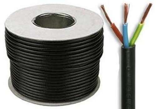 3183Y 0.75mm² Black  3 Core Round Flexible Cable, 6 Amps, 1m_base