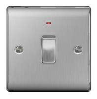BG NEXUS NBS31 Metal Brushed Stainless Steel 20A Double Pole Switch With Neon_base