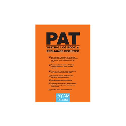 SYAM PAT/LB100 Pat Testing Log Book For Up To 102 Appliances A4 Format_base