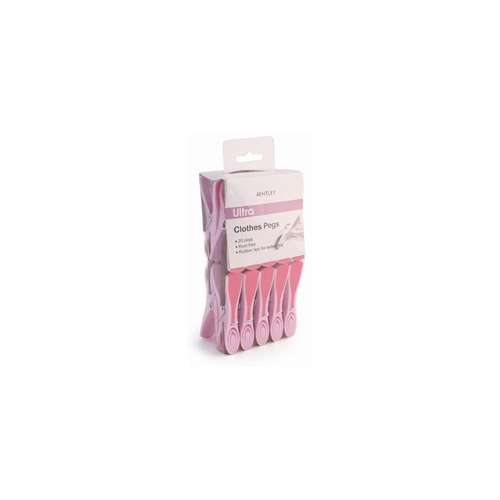 CHARLES BENTLEY CBSOFT20 High Quality Soft Grip Pink Plastic Clothes Pegs_base