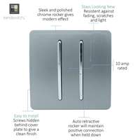 Trendi Switch ART-SSR2CG 2 Gang Retractive Home Automation Switch, Cool Grey