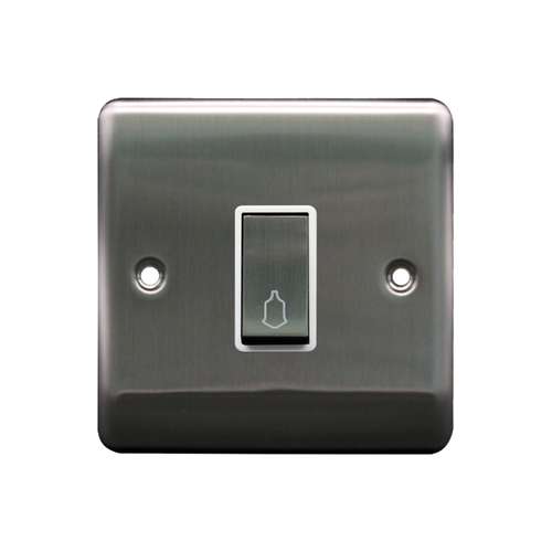 10A Retractive Switch Brushed Chrome, White insert