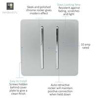 Trendi Switch ART-SSR2SI 2 Gang Retractive Home Automation Switch, Platinum Silver