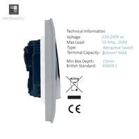 Trendi Switch ART-SSR2SI 2 Gang Retractive Home Automation Switch, Platinum Silver