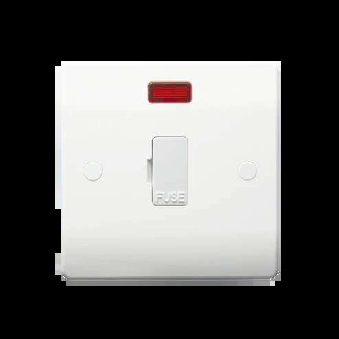 Slimline White 13A Unswitched Spur Fused Connection Unit c/w Neon