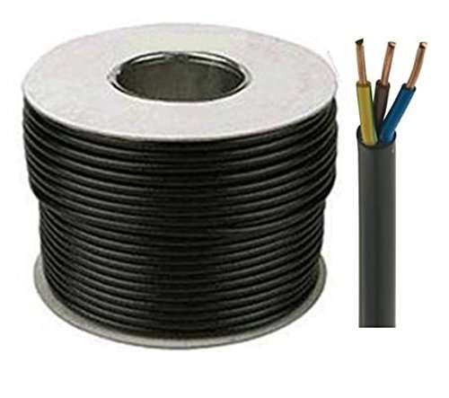 3183Y 0.75mm² Black Tough Rubber 3 Core Cable, 6 Amps_base