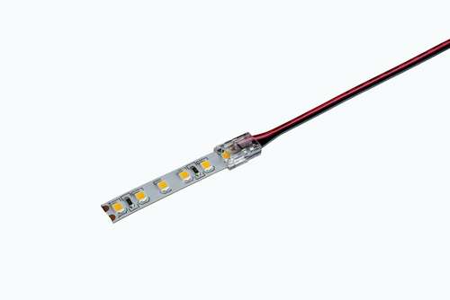 Quik Strip IP20 Strip to Wire Clip Connections with 8mm PCB - Clip Connector for COB and SMD LED strips with 15cm Wires