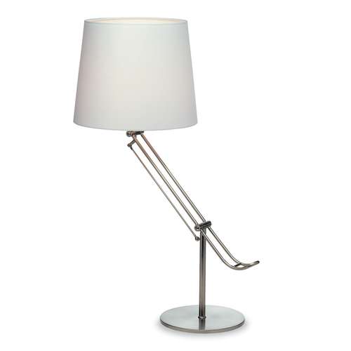 Firstlight Polo Table Lamp Brushed Steel Cotton Shade _base