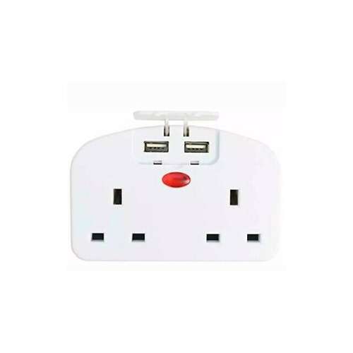 PIFCO TRA3USB UK To Europe Travel Adapter 2 Wall Sockets With 2x Usb Ports_base